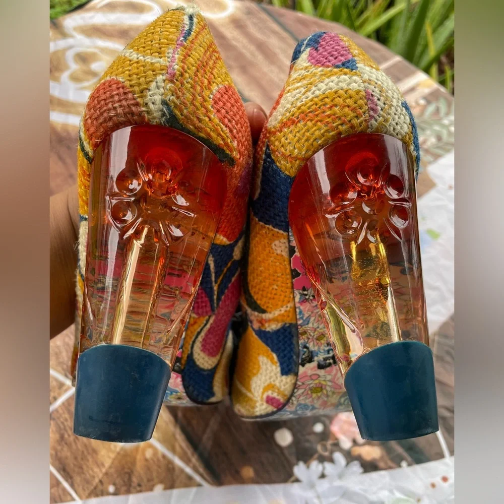 Irregular Choice Red and Orange Heels with Vibrant Design - Picture 12 of 16